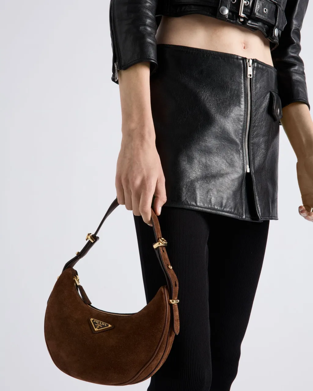 Zip-Up Leather Mini Skirt