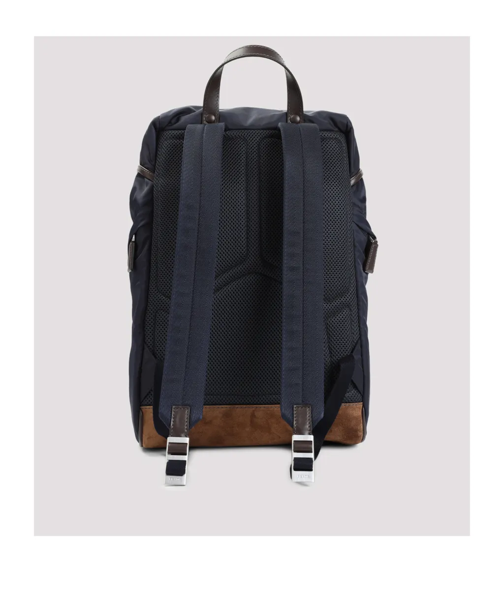 Re-Nylon And Leather Backpack