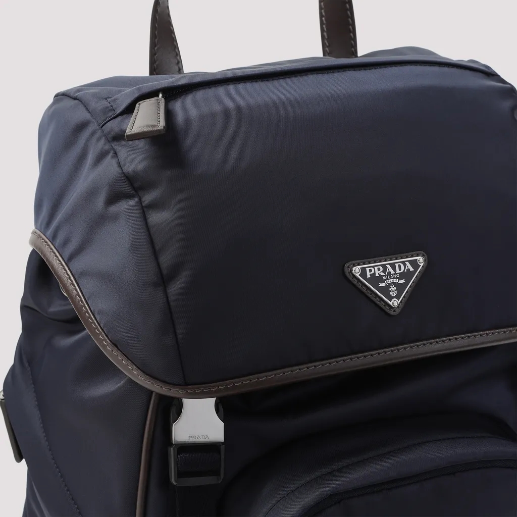 Re-Nylon And Leather Backpack