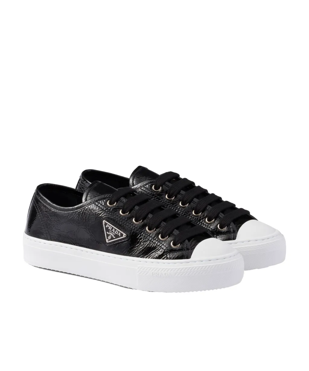 Triangle-Logo Lace-Up Sneakers