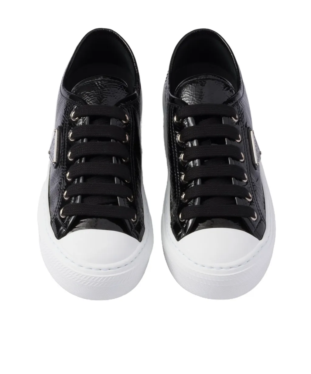 Triangle-Logo Lace-Up Sneakers