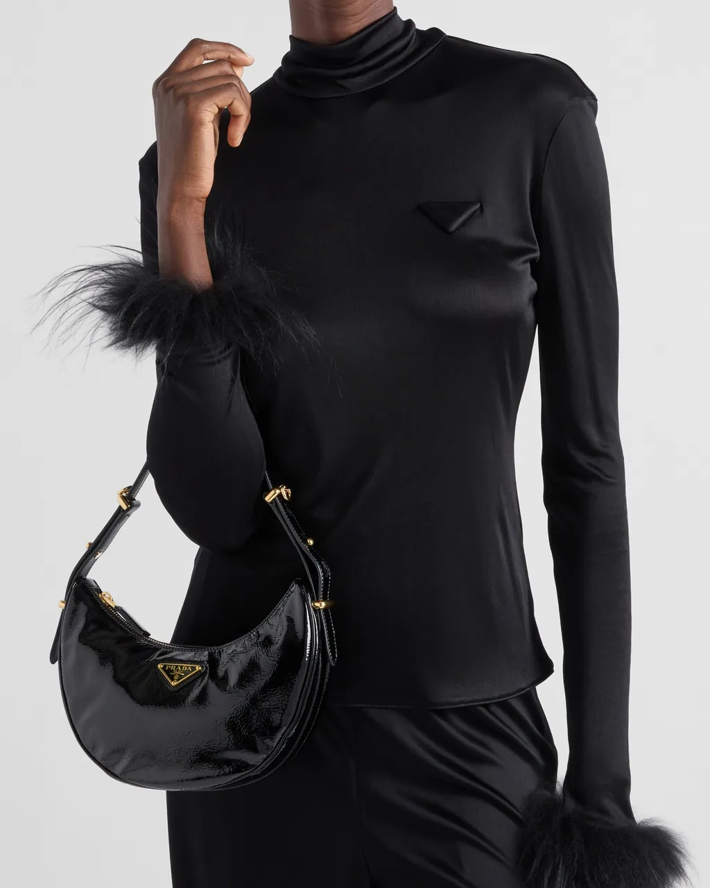 Long-Sleeved Feather-Detailed Top