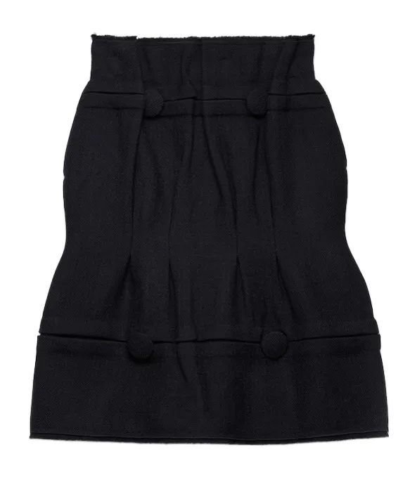 Chevron Wool Midi Skirt