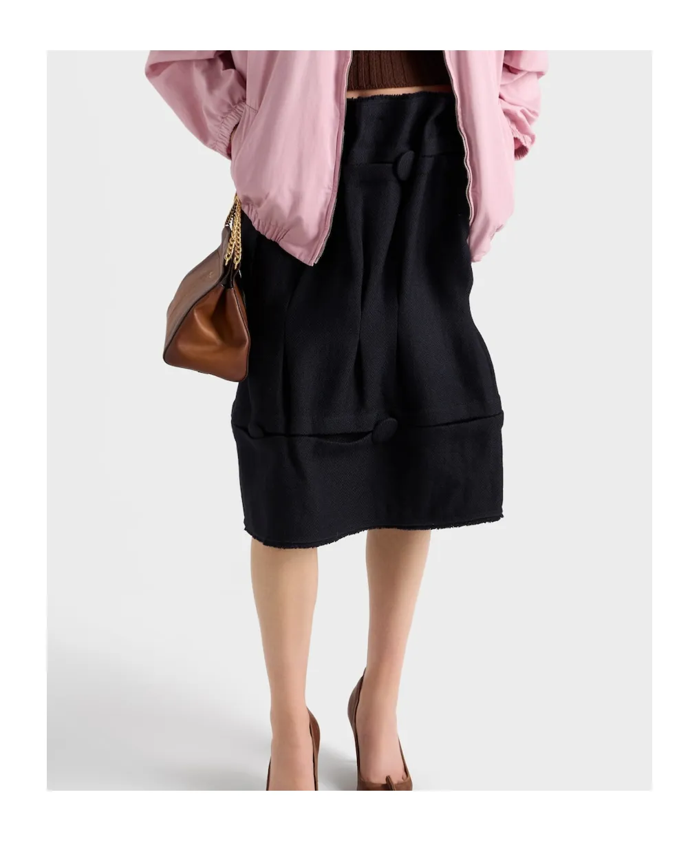 Chevron Wool Midi Skirt