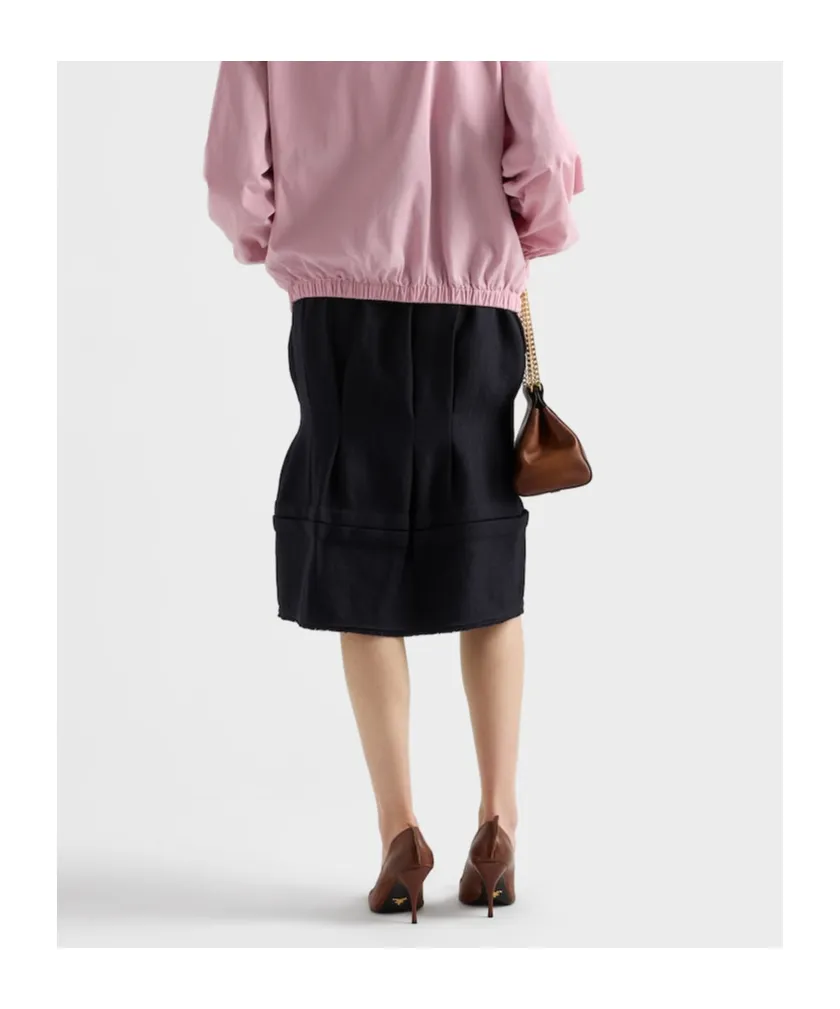 Chevron Wool Midi Skirt