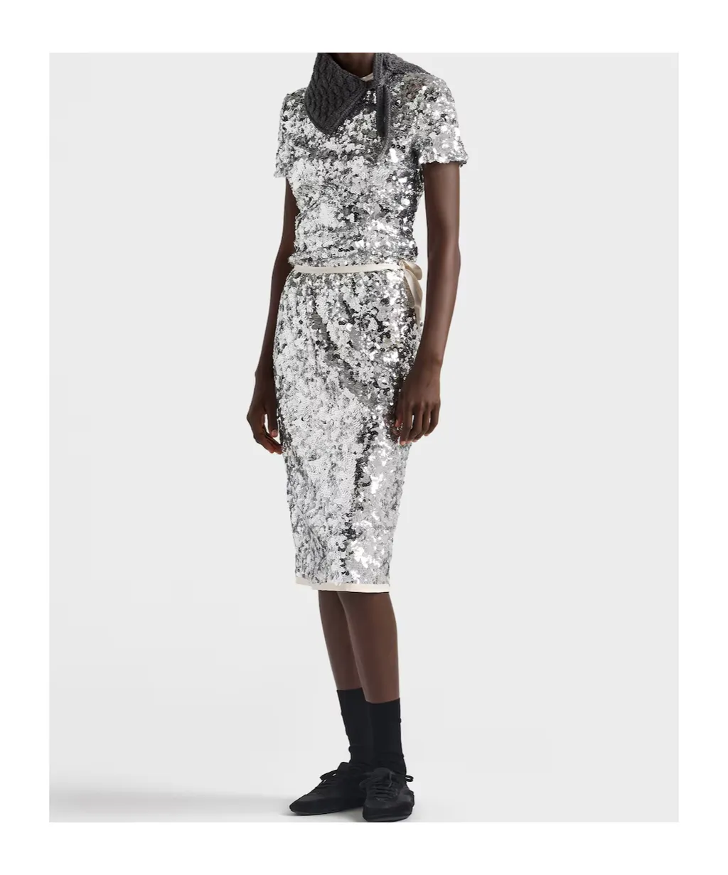 Embroidered Sequin Skirt