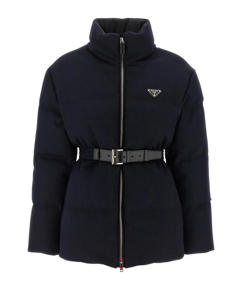 High-Neck Belted Jacket