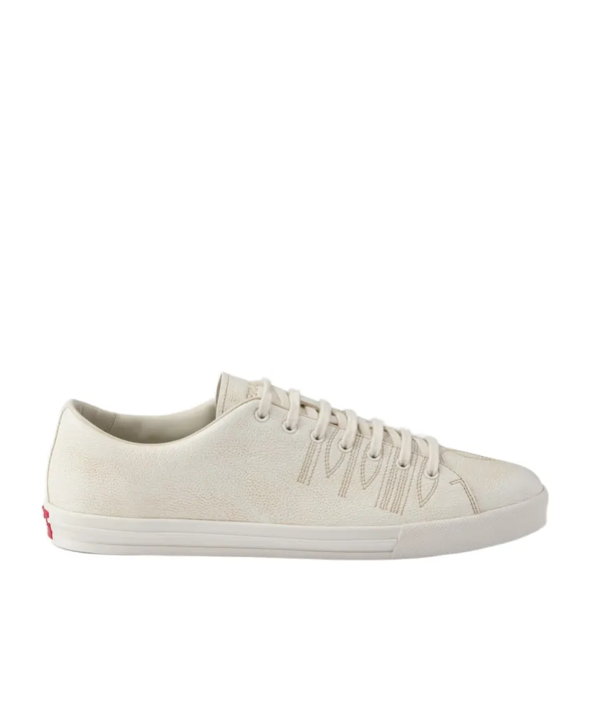 Aged-Effect Leather Sneakers