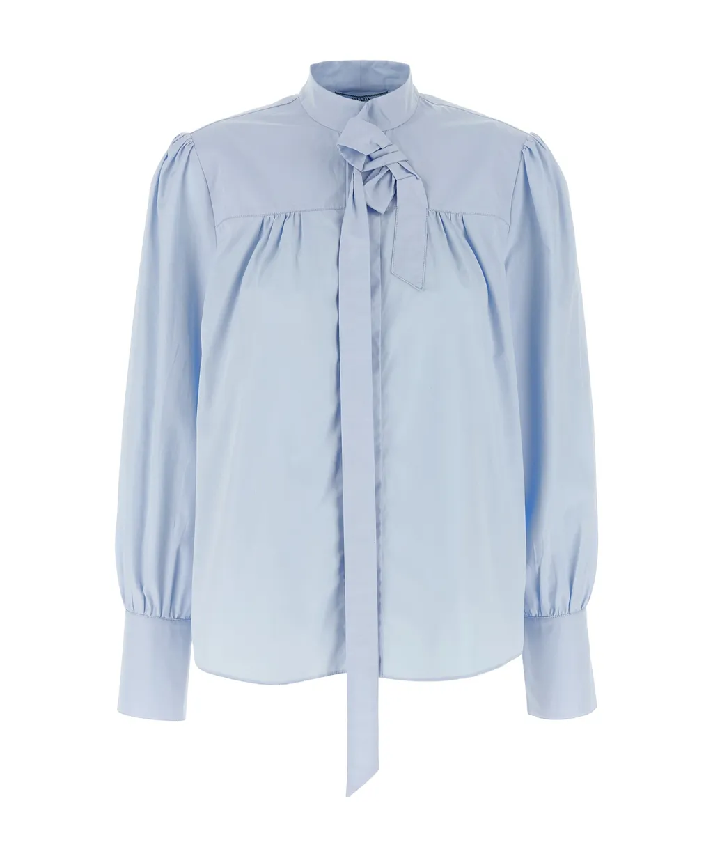 Bow-Collar Cotton Shirt