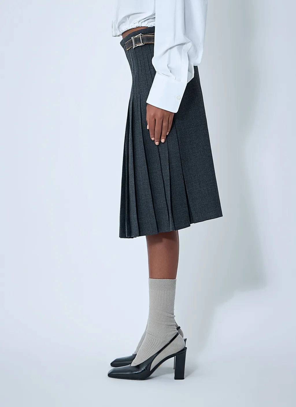 Pleated Skirt With Belt