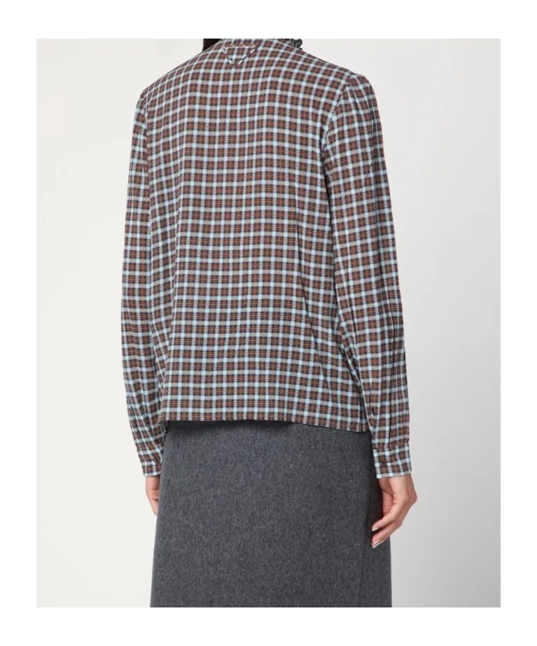 Long-Sleeved Checked Blouse