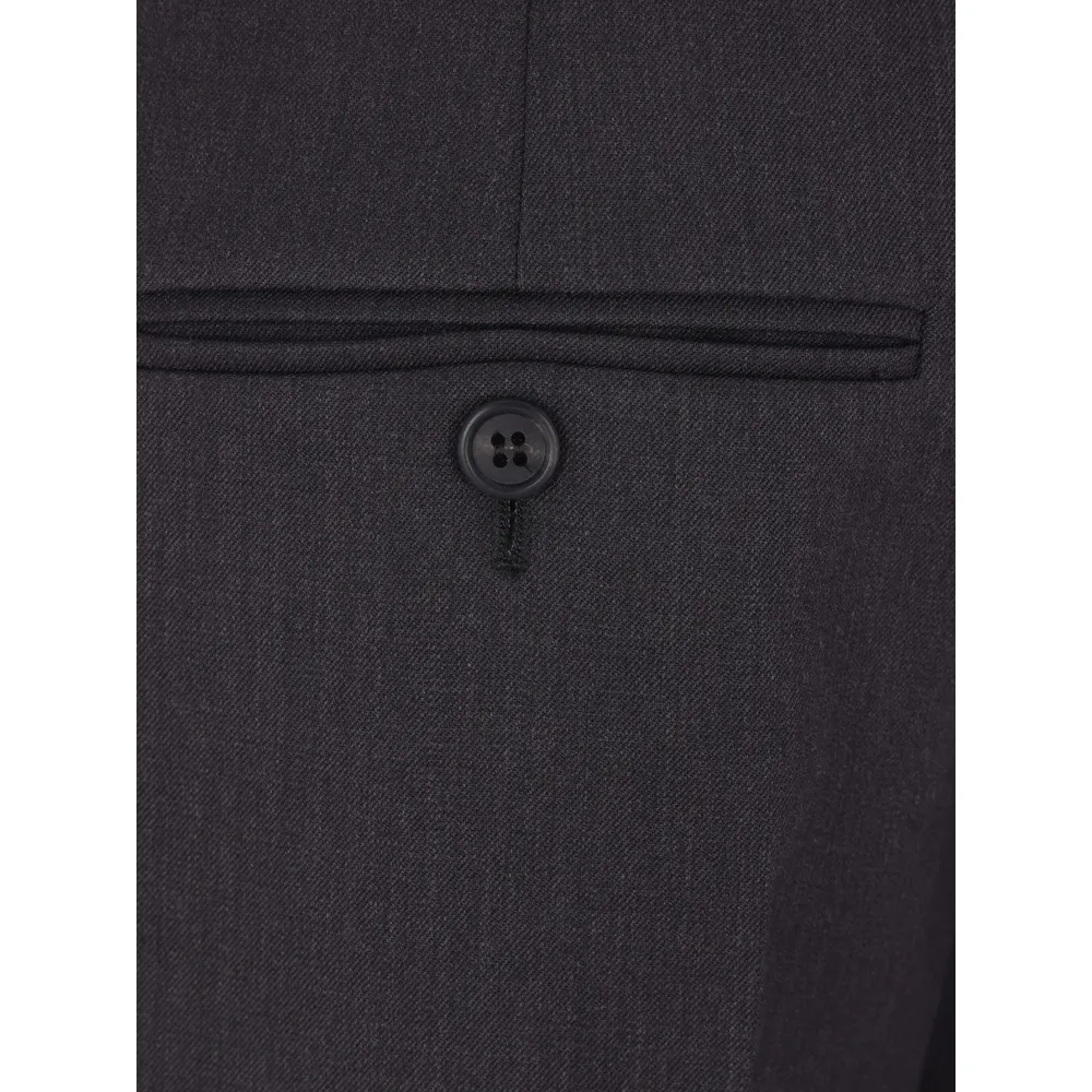 Wool Gabardine Pants With Pin