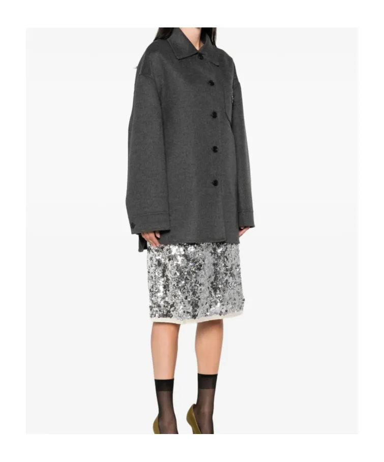 Single-Breasted Double Cashwool Caban Jacket