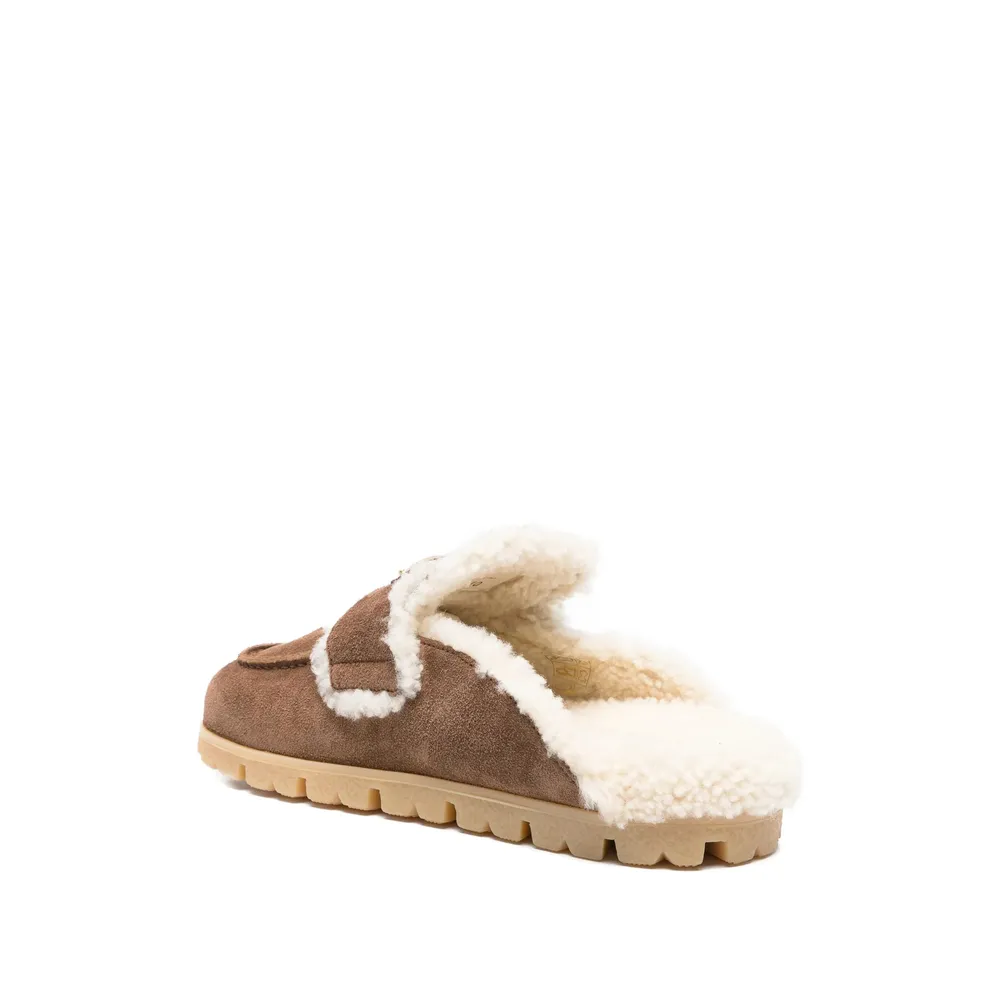 Suede And Shearling Mules
