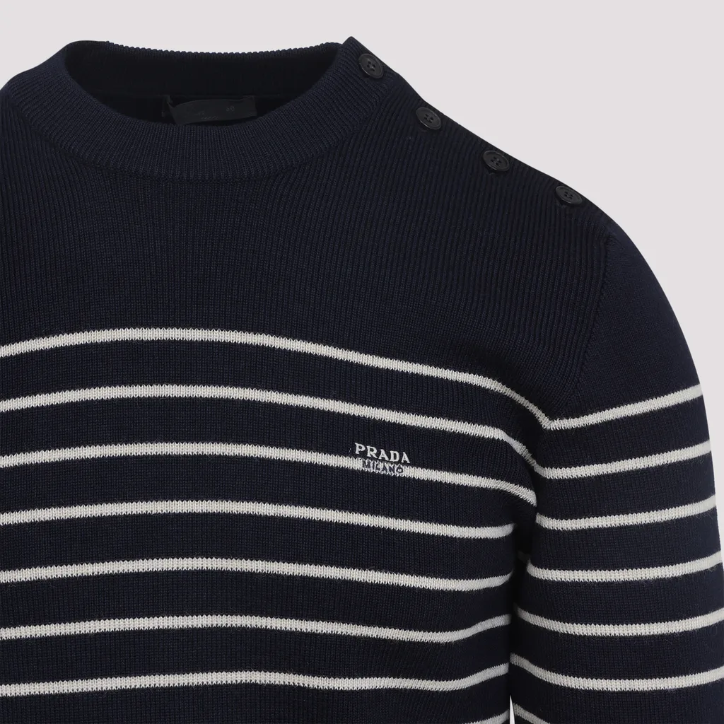 Striped Superfine Wool Crew-Neck Sweater