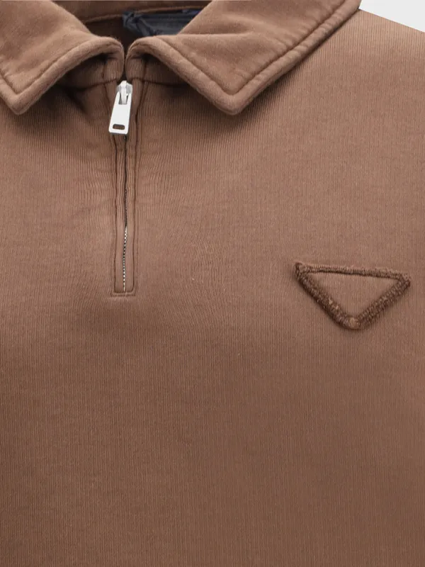 Long-Sleeved Fleece Polo Shirt
