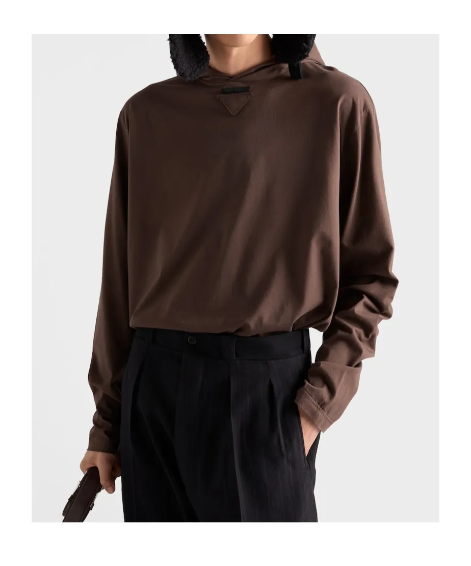 Long-Sleeved Cotton Hoodie T-Shirt