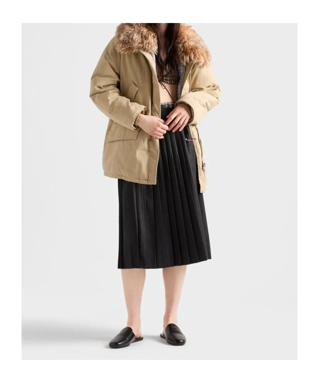 Pleated Wool Flannel Skirt