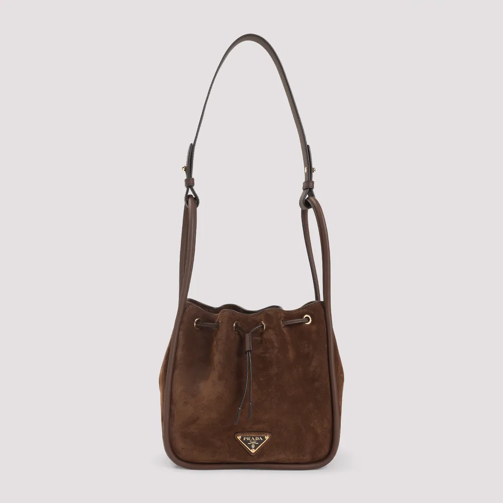 Logo Plaque Drawstring Bucket Bag