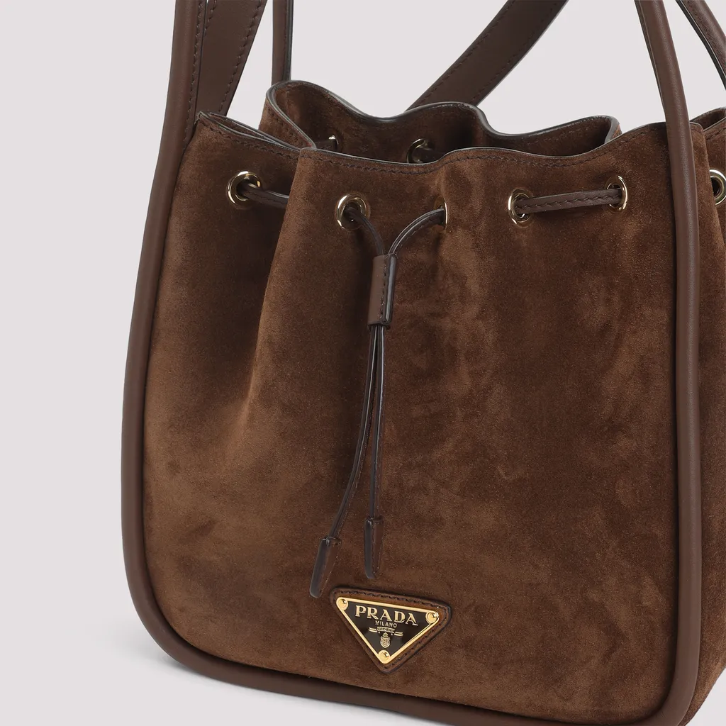 Logo Plaque Drawstring Bucket Bag