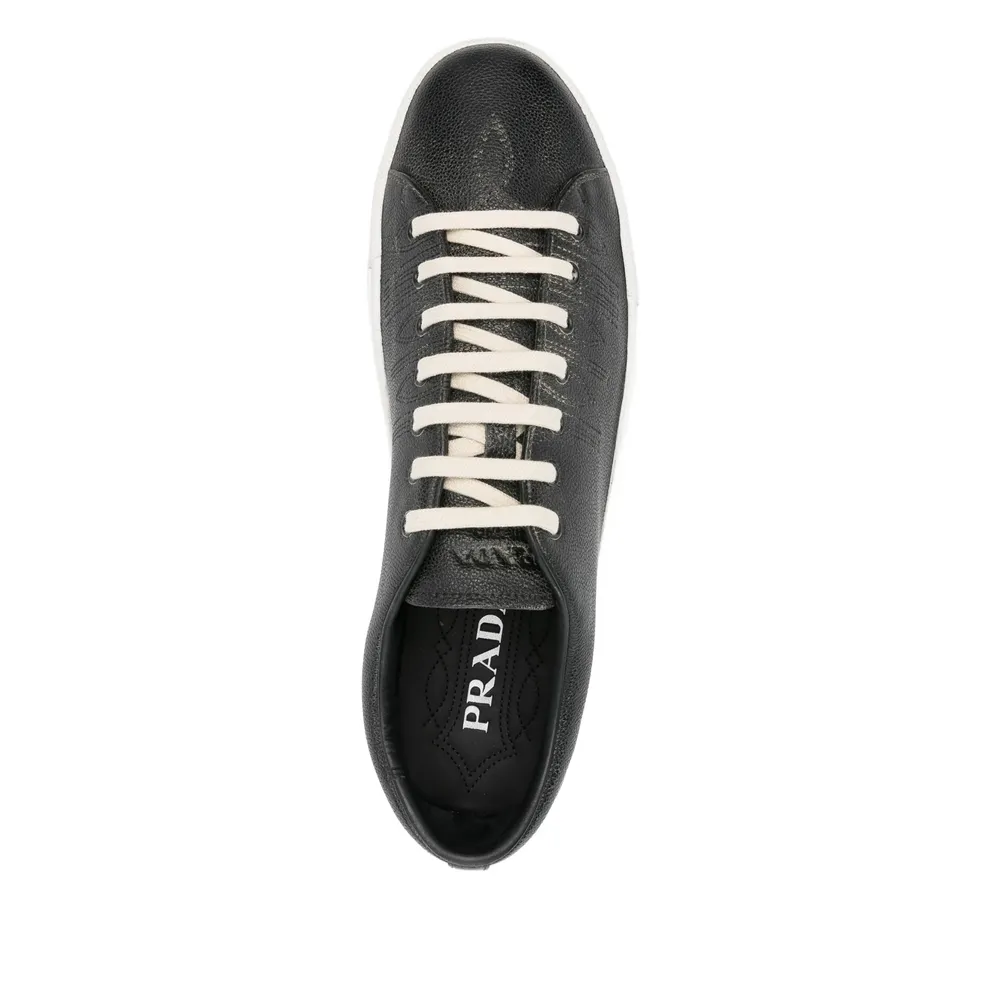 Aged-Effect Leather Sneakers