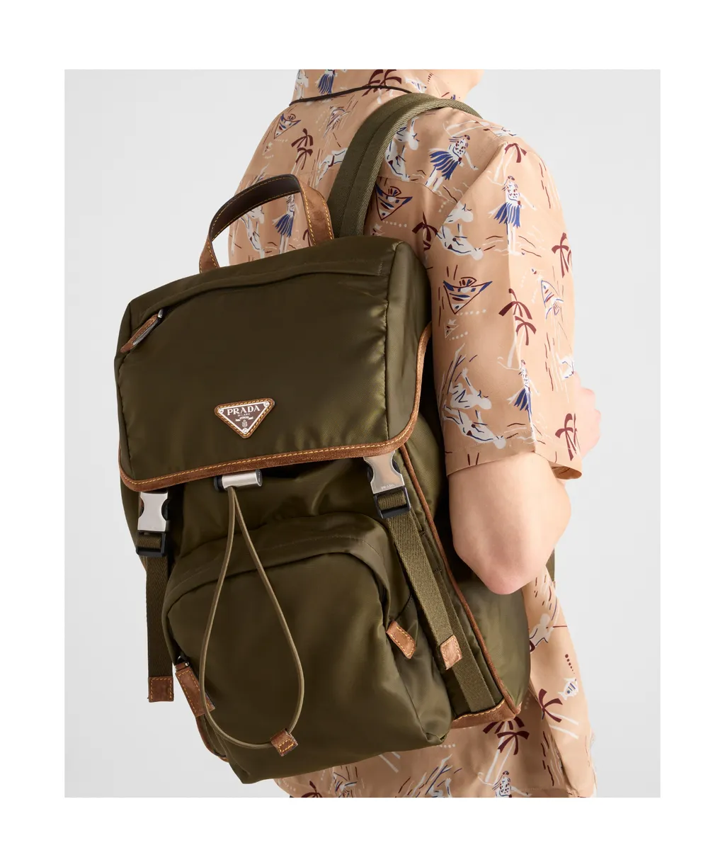 Re-Nylon And Suede Backpack