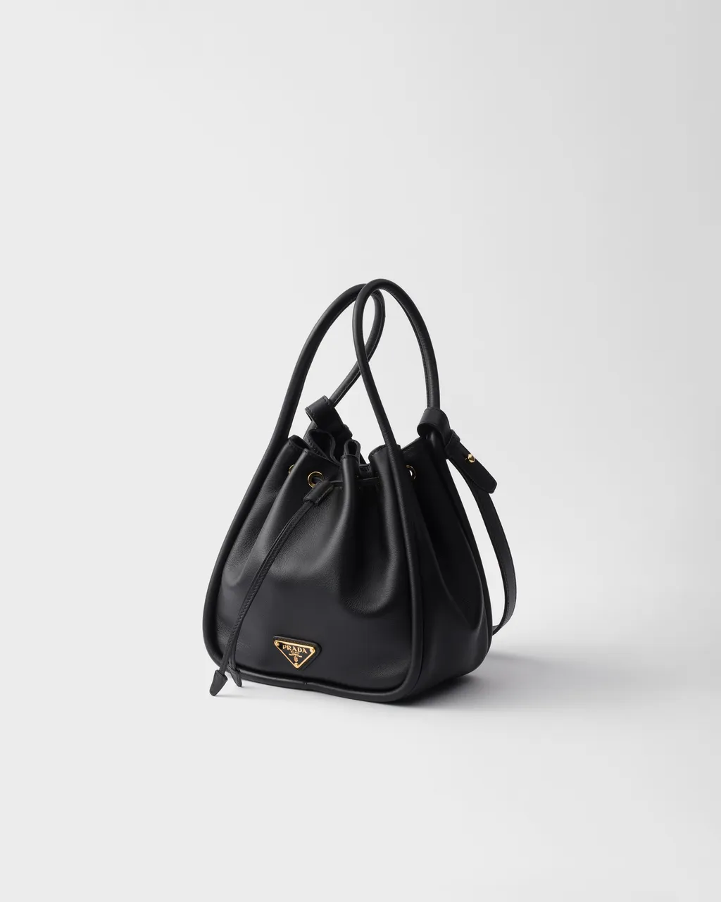 Triangle-Logo Drawstring Bucket Bag
