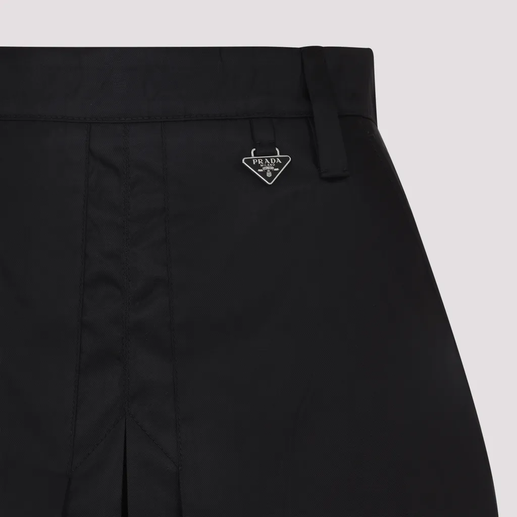 Triangle-Logo Pleated Mini Skirt