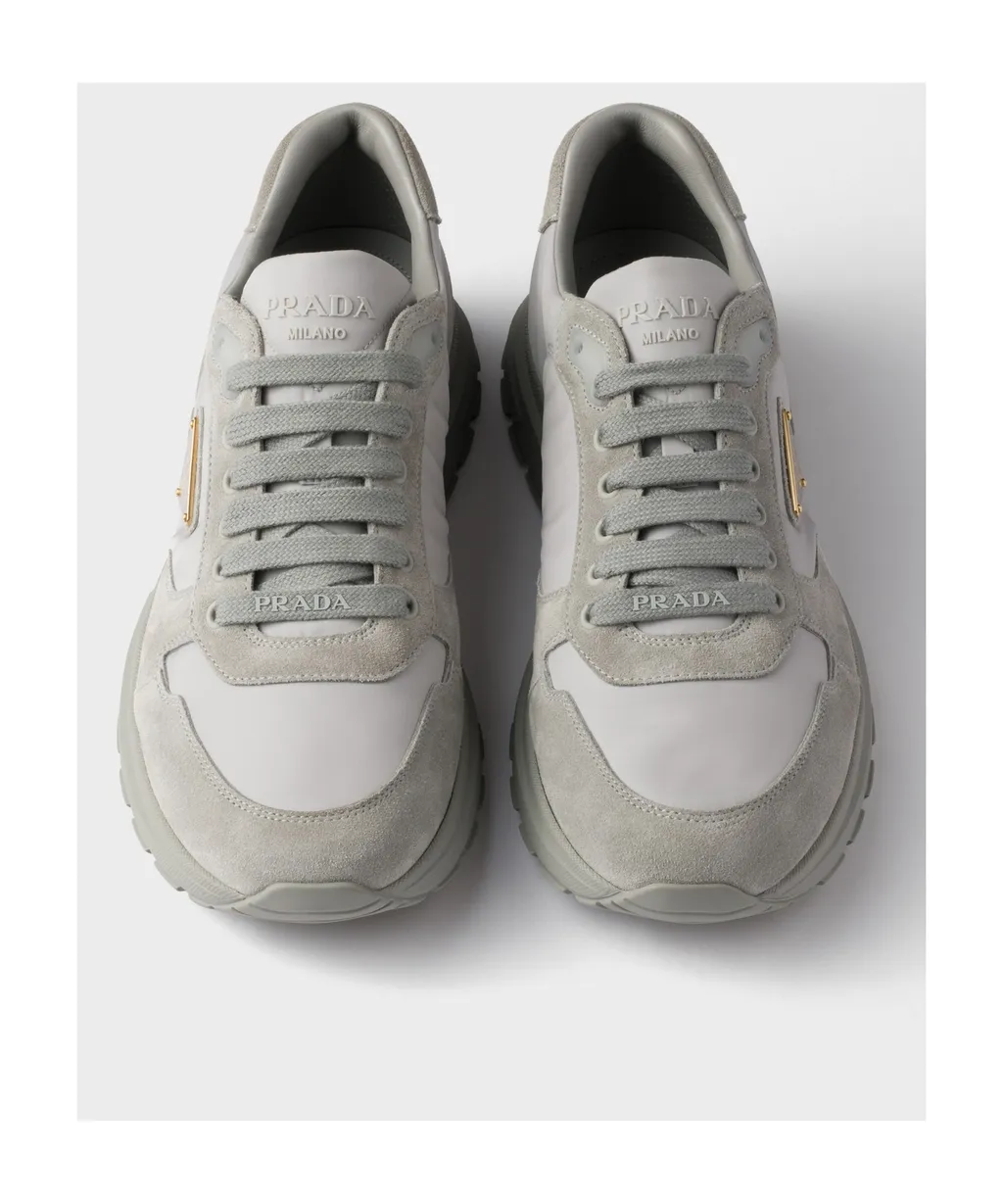 Triangle-Logo Lace-Up Sneakers