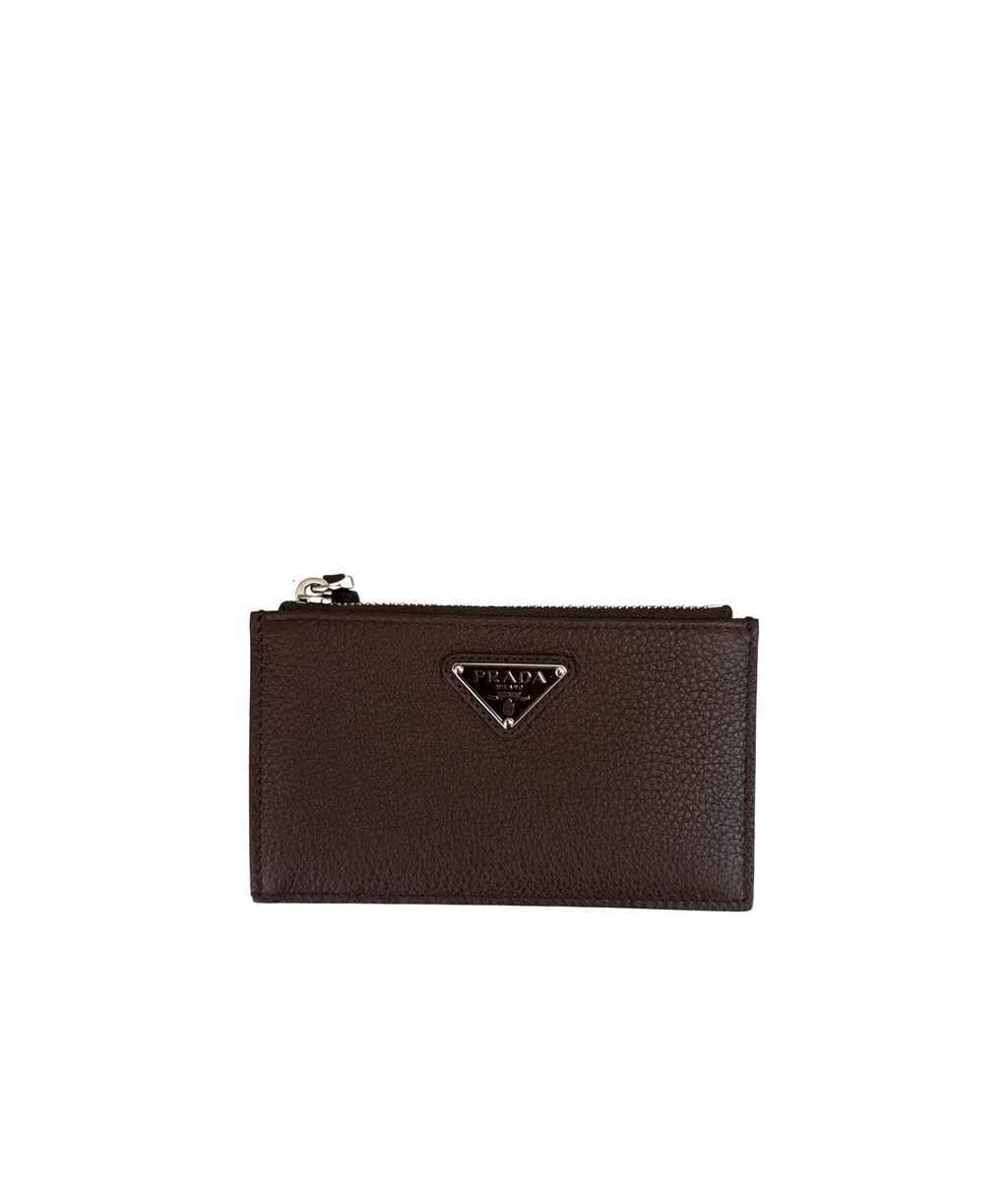 Logo Plaque Zipped Wallet