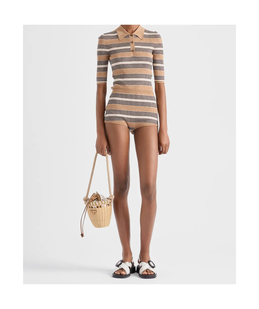 Striped Short-Sleeved Polo Shirt