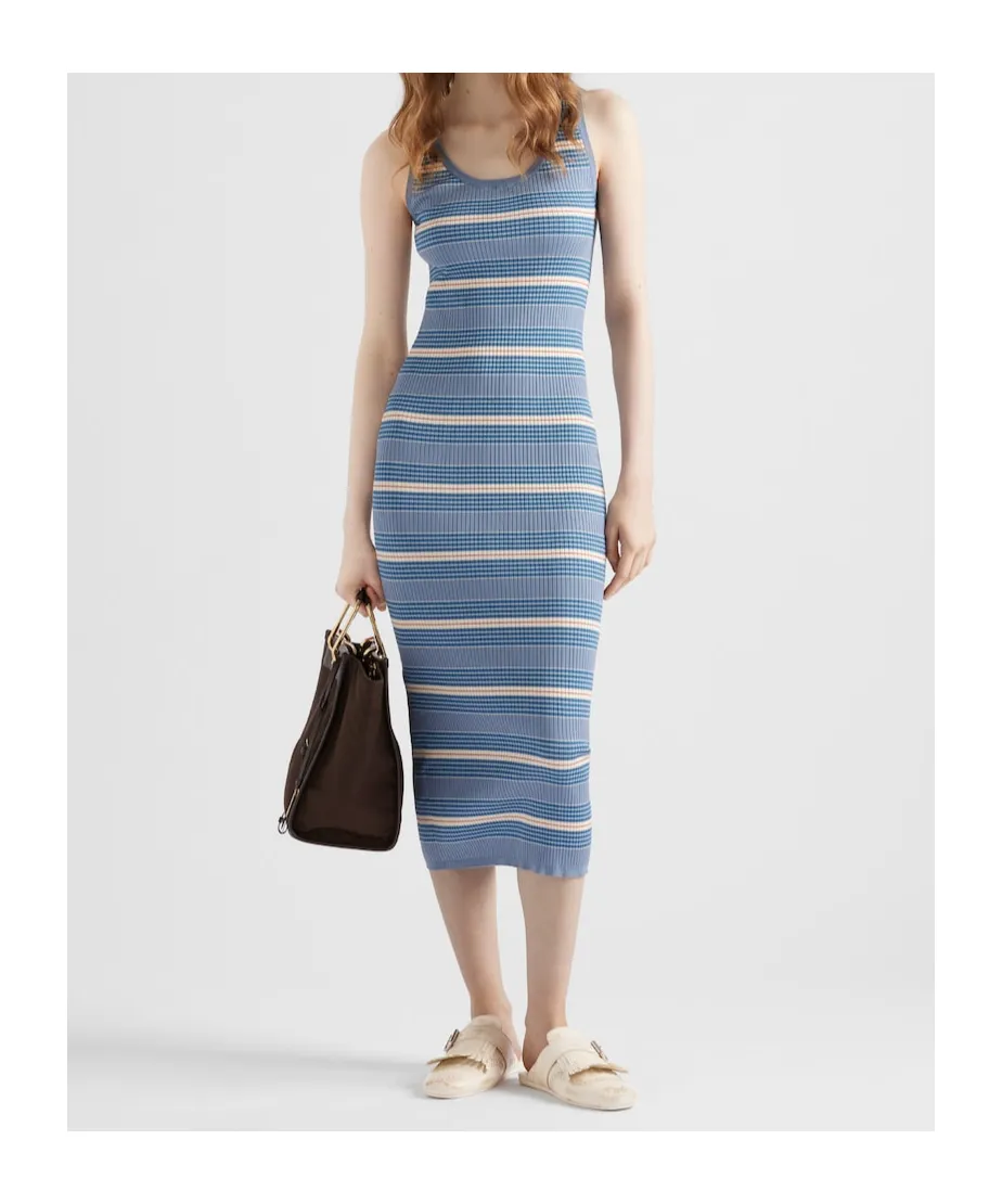 Sleeveless Striped Ribbed Dress
