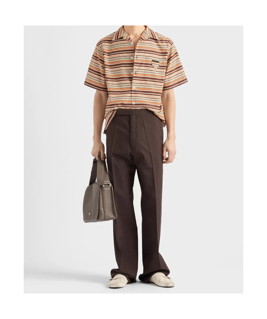 Striped Short Sleeved Bowling Shirt