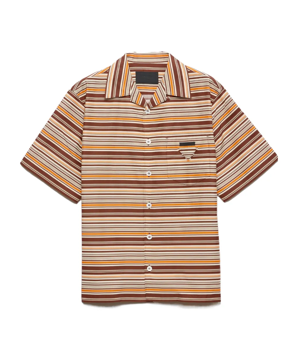 Striped Short Sleeved Bowling Shirt