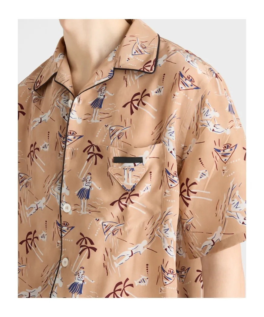 Pattern-Printed Short-Sleeved Shirt
