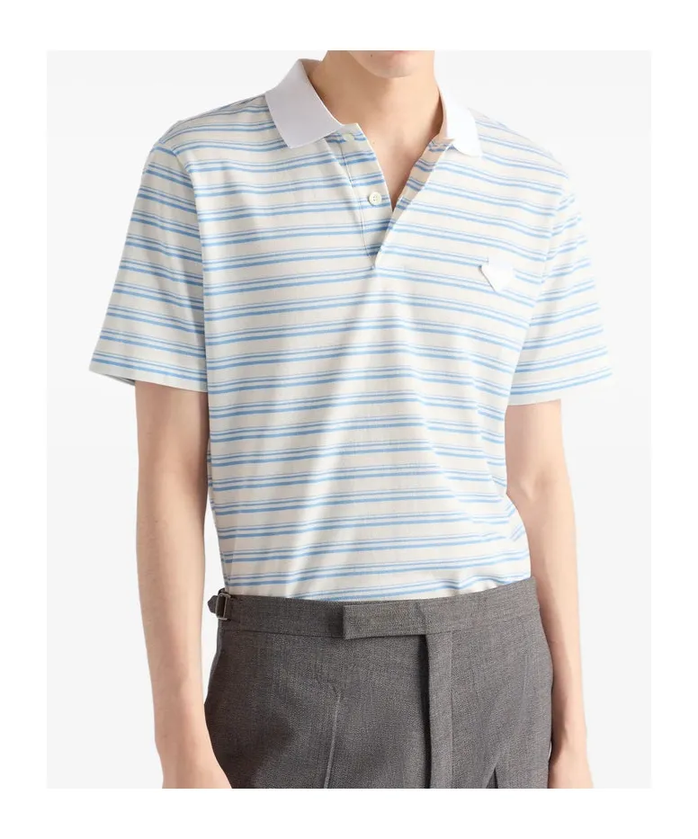 Short-Sleeved Striped Polo Shirt