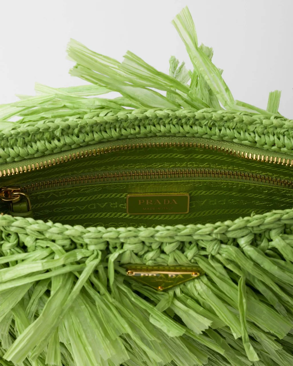Triangle-Logo Fringed Clutch Bag