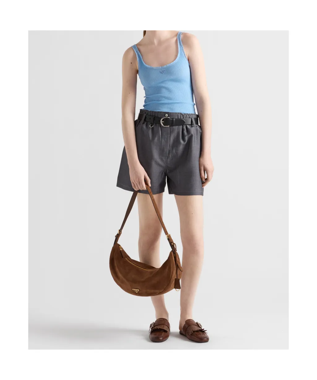 Triangle-Logo Demi-Lune Shoulder Bag