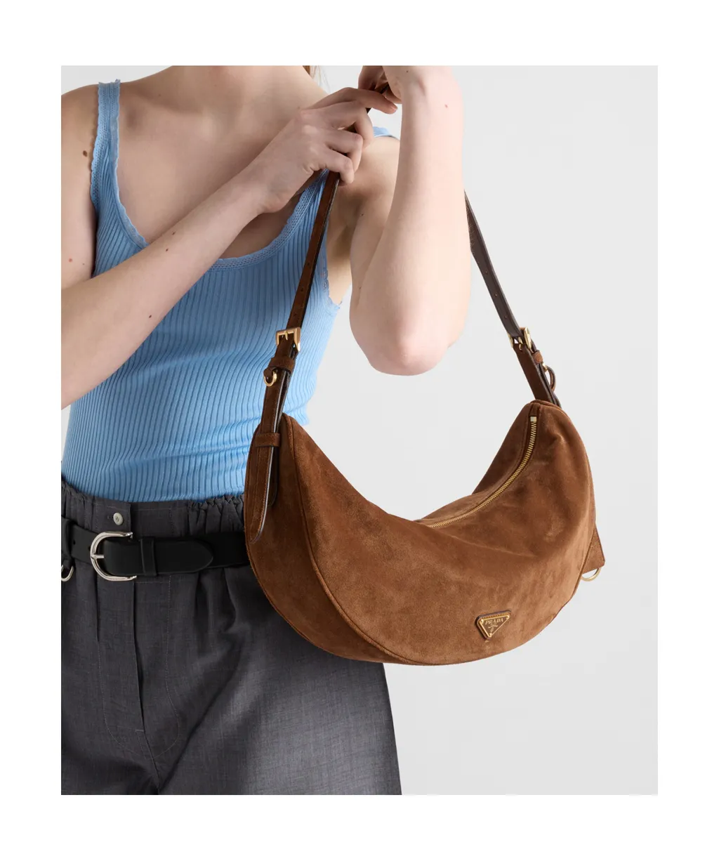 Triangle-Logo Demi-Lune Shoulder Bag