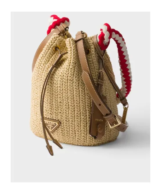 Woven Drawstring Bucket Bag