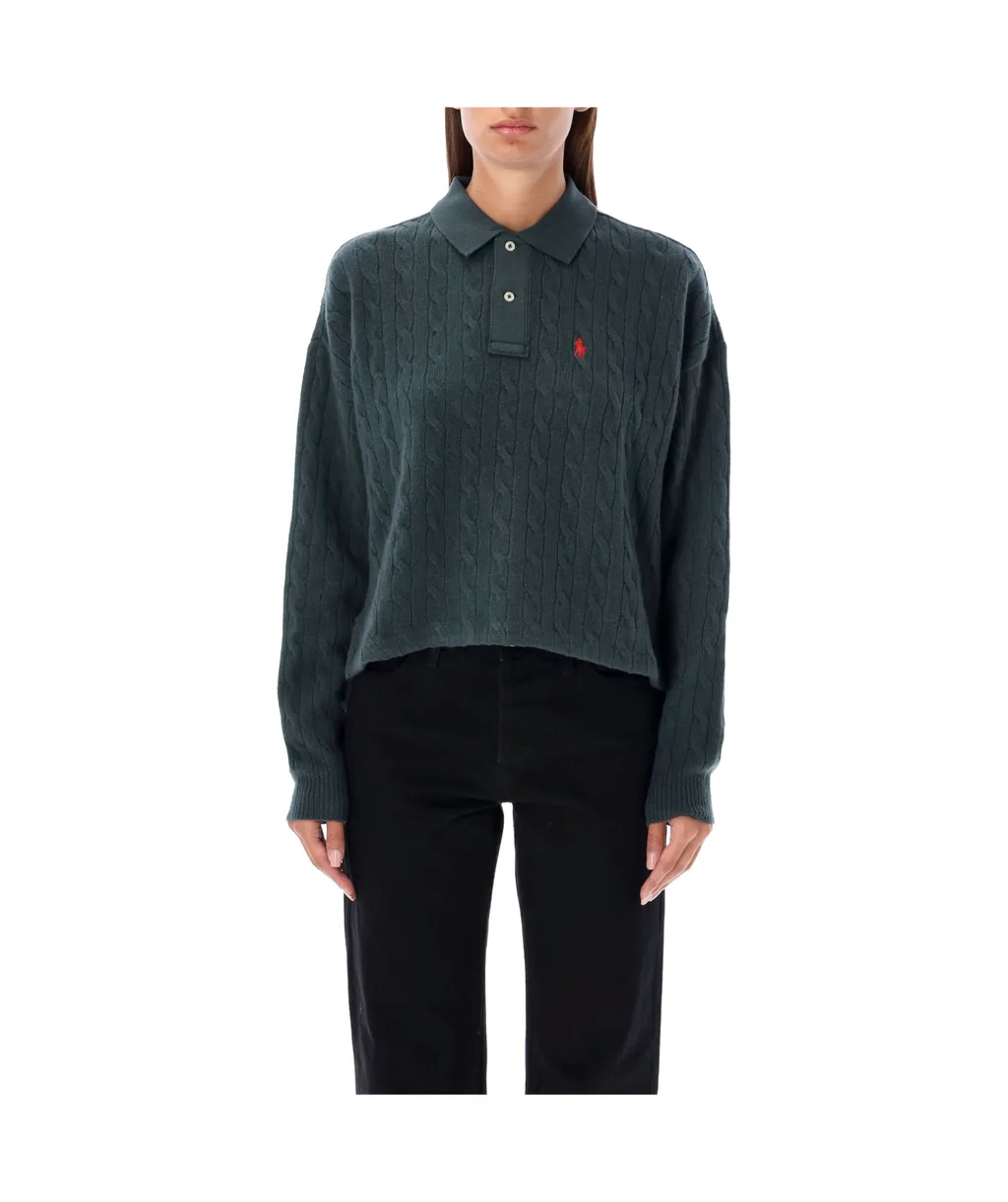 Pony Embroidered Cable-Knit Top