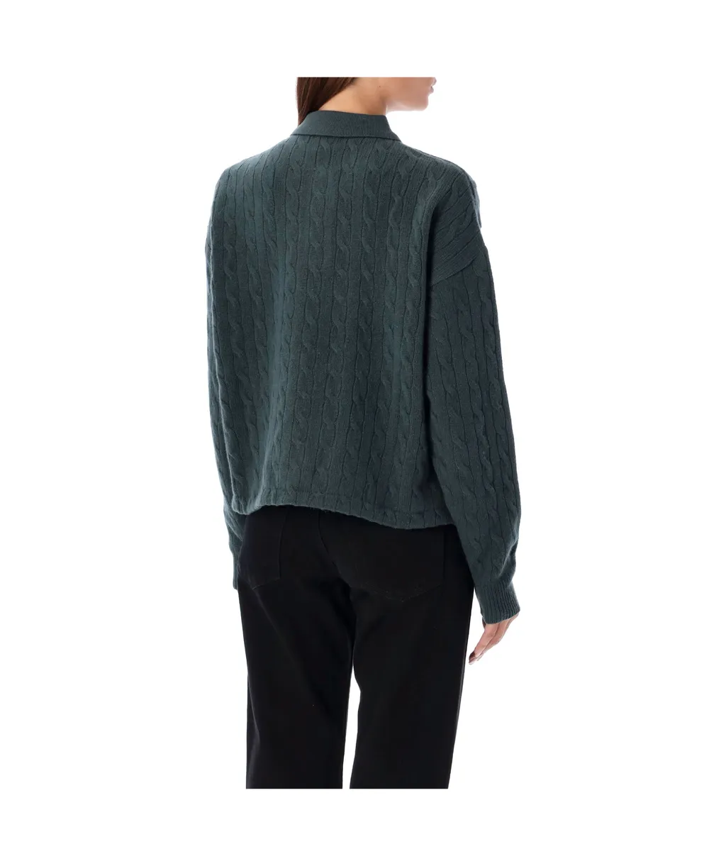 Pony Embroidered Cable-Knit Top
