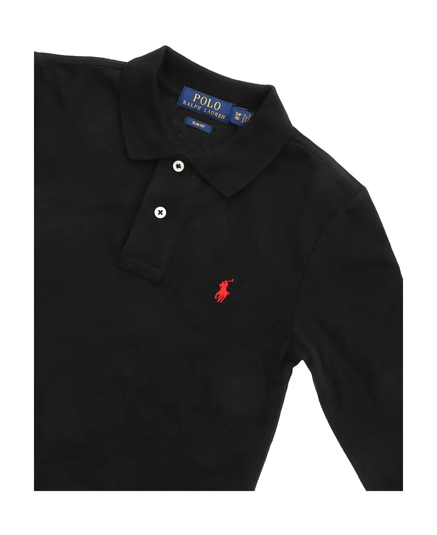 Logo Embroidered Long-Sleeved Polo Shirt