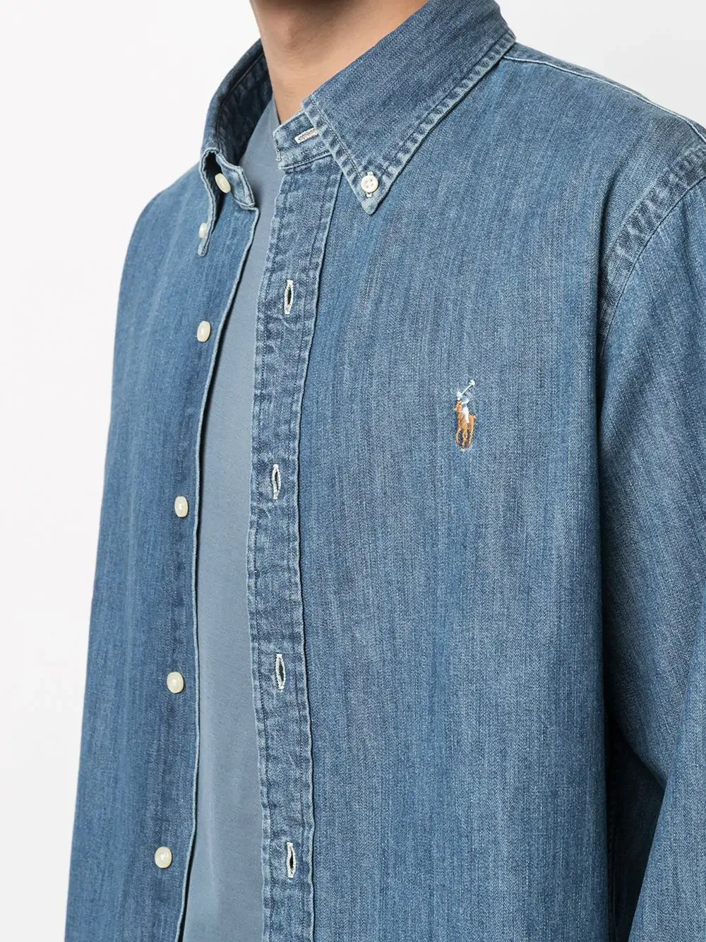 Logo Embroidered Denim Shirt
