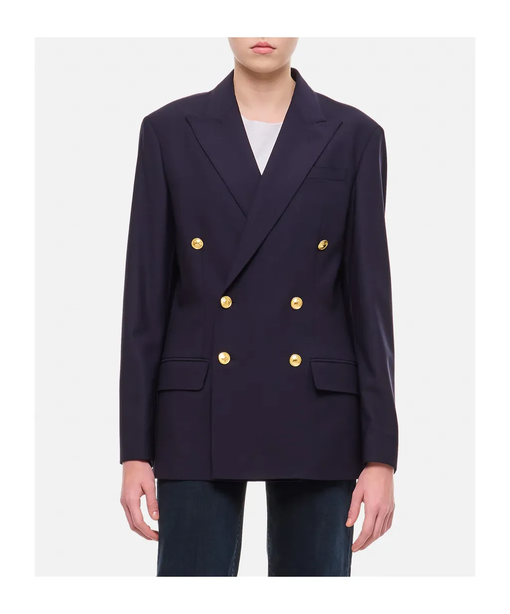 Double-Breasted Crepe Blazer