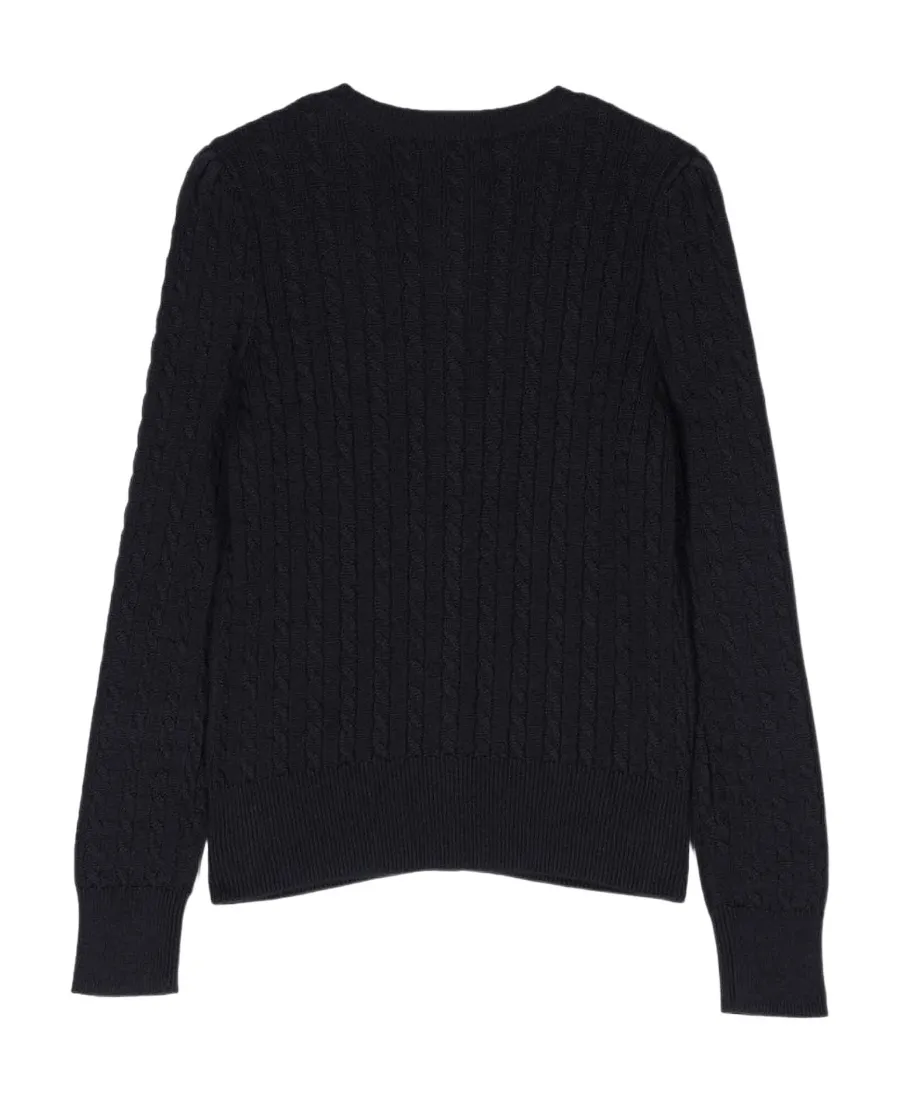 Logo-Embroidered Cable-Knit Buttoned Cardigan