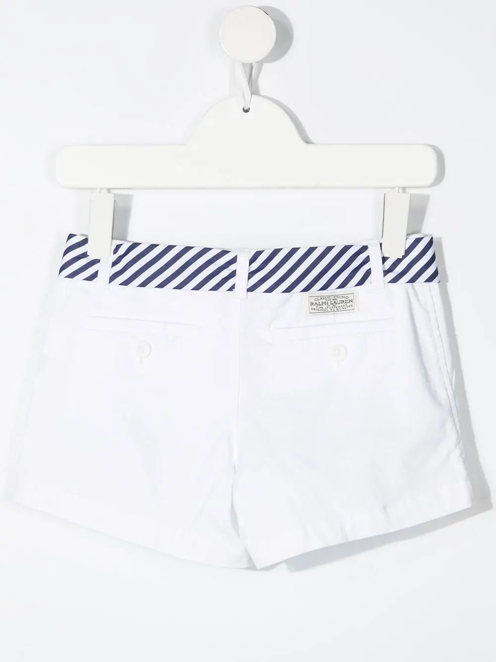 Stripe-Printed Belted Logo Patch Shorts