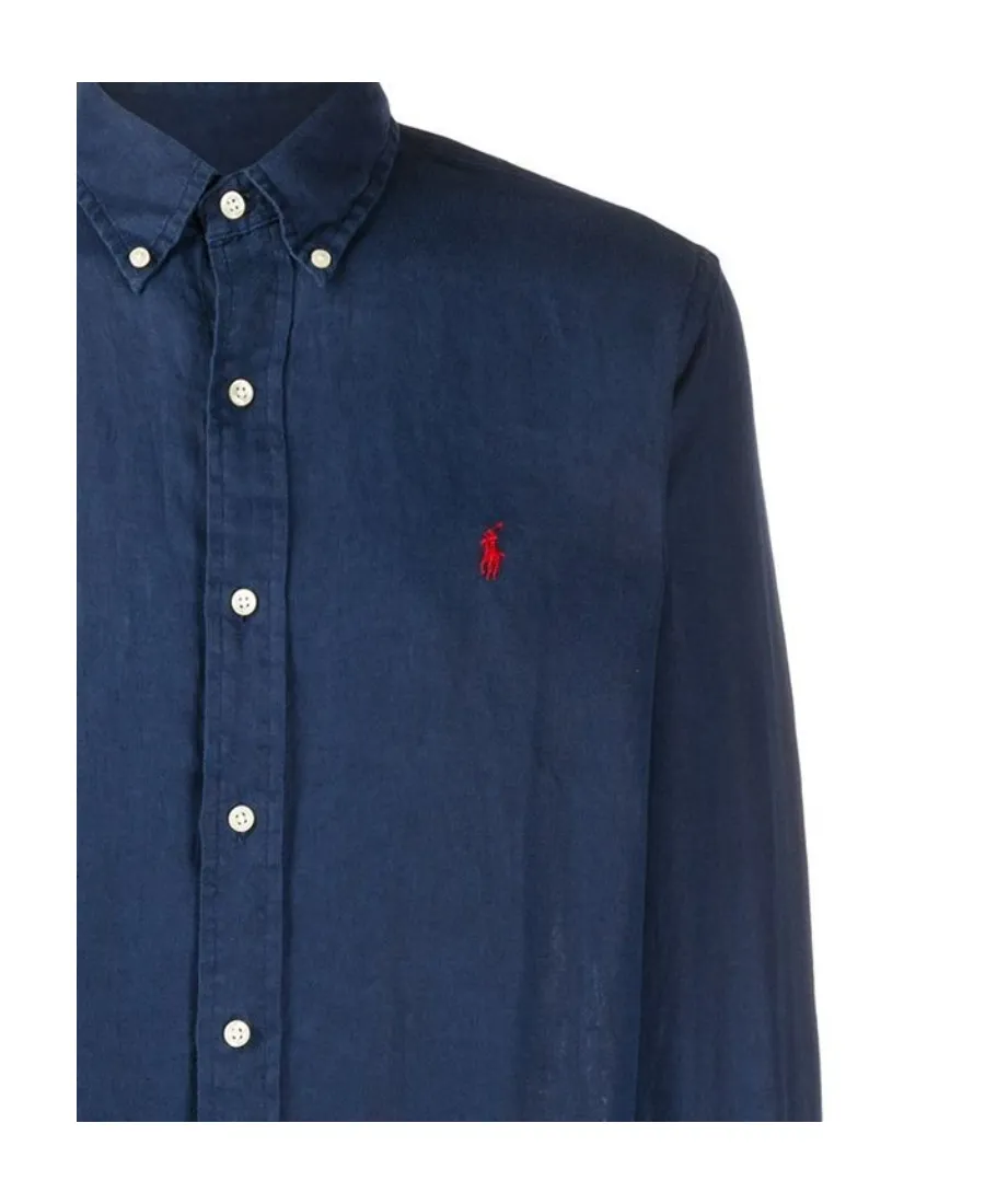 Logo Embroidered Long-Sleeved Shirt