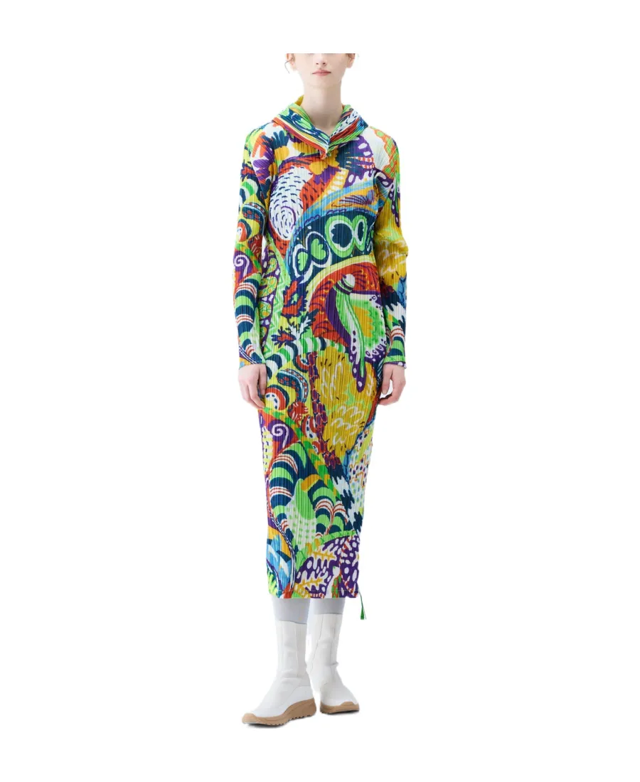 Snowrunner Graphic Printed Pleated Midi Dress