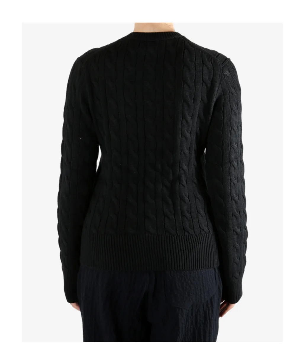 Logo Embroidered Cable-Knit Cardigan